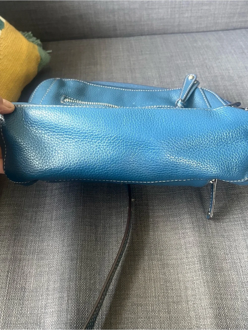 Blue Leather Tignanello Crossbody Bag - Classic Pebbled Leather organizers style